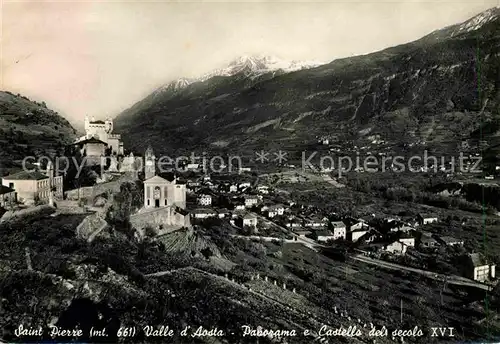 AK / Ansichtskarte Saint Pierre Aosta Panorama e Castello del secolo XVI