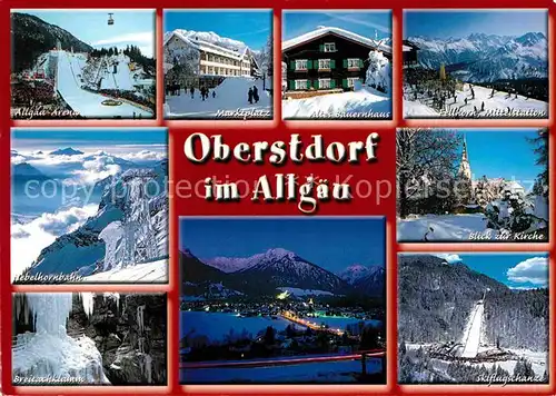 AK / Ansichtskarte Oberstdorf Wintersportplatz Allgaeu Arena Nebelhorn Bergbahn Breitachklamm Marktplatz Bauernhaus Fellhorn Kirche Skiflugschanze Kat. Oberstdorf