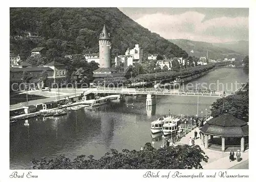 AK / Ansichtskarte Bad Ems Panorama Blick auf Roemerquelle und Wasserturm Kat. Bad Ems