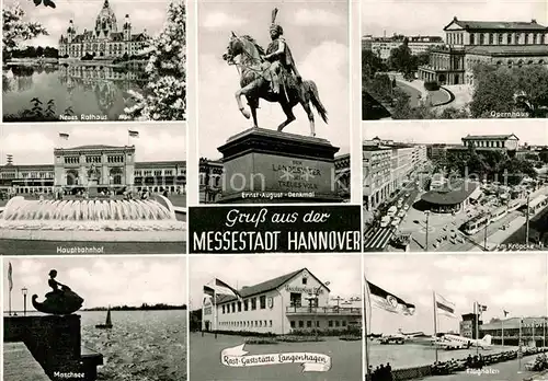 AK / Ansichtskarte Hannover Ernt August Denkmal Opernhaus Am Kroepcke Flughafen Maschsee Hauptbahnhof Kat. Hannover