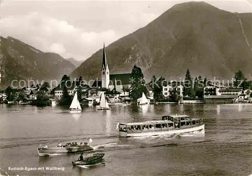 AK / Ansichtskarte Rottach Egern Seepartie mit Wallberg Kat. Rottach Egern