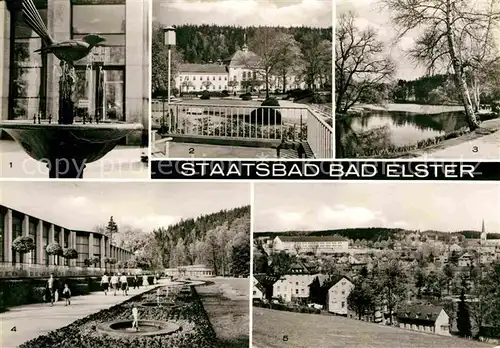 AK / Ansichtskarte Bad Elster Elsterbrunnen Moritzquelle Badehaus Gondelteich Leninpark Wandelhalle Kat. Bad Elster