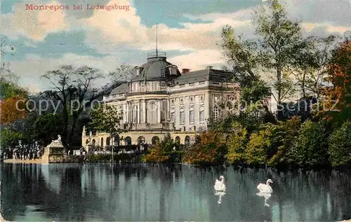 AK / Ansichtskarte Ludwigsburg Wuerttemberg Schloss Monrepos Schwanenteich