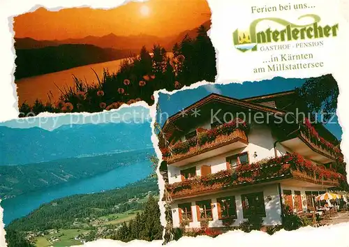 AK / Ansichtskarte Millstatt Millstaettersee Gasthof Pension Unterlercher Alpenpanorama Sonnenuntergang Kat. Millstatt Millstaetter See