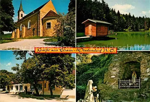 AK / Ansichtskarte Wiedenhof Kirche Fischteich Gasthaus Gruener Wald Lourdesgrotte Kat. Reichshof