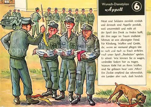 AK / Ansichtskarte Militaria Humor Wunsch Dienstplan Appell Soldaten Kleidung Socken  Kat. Humor