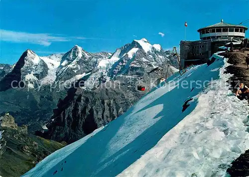 AK / Ansichtskarte Seilbahn Schilthorn Muerren Gipfelstation Drehrestaurant Wetterhorn Eiger  Kat. Bahnen