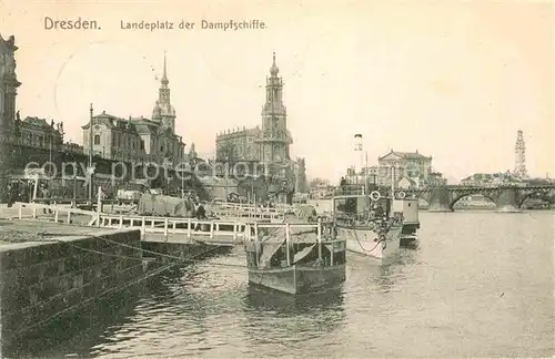 AK / Ansichtskarte Dresden Landeplatz der Dampfschiffe Kat. Dresden Elbe