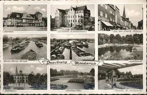 AK / Ansichtskarte Meiderich Bahnhof Elisabeth Krankenhaus Rathaus Hafen x