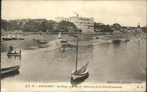 Arcachon Plage Grand Hotel Lettee Promenade Schiff  Kat. Arcachon