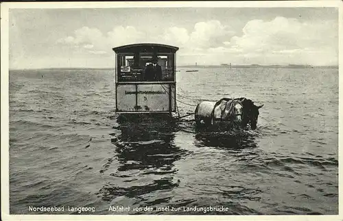 Langeoog Mit Pferdefuhrwerk von der Insel zur Landungsbruecke Kat. Langeoog