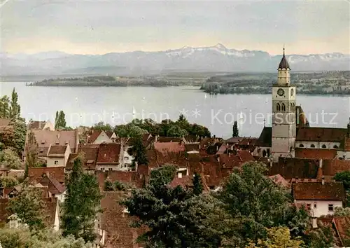 ueberlingen Bodensee Stadt und Seeblick mit Schweizer Alpen Kat. ueberlingen