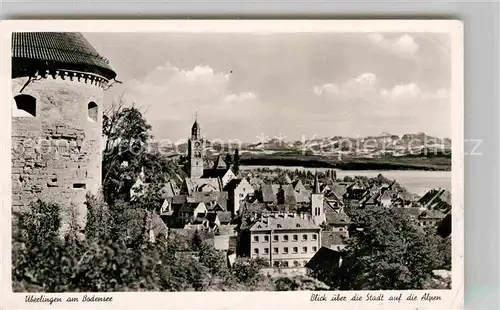 AK / Ansichtskarte ueberlingen Bodensee Stadtblick mit Alpenpanorama Kat. ueberlingen