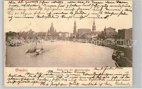 Dresden Blick von der Marienbruecke Kat. Dresden Elbe