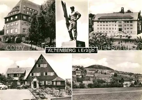 AK / Ansichtskarte Altenberg Erzgebirge Teilansichten Sanatorium Gaststaette Denkmal Statue Kat. Geising