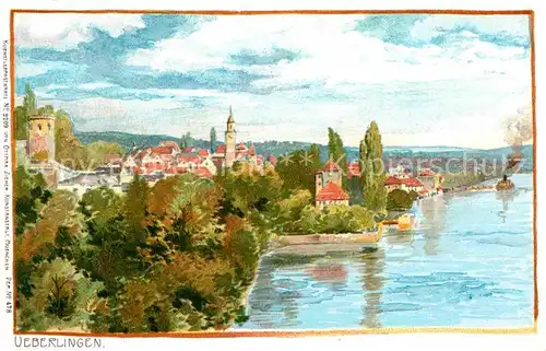 AK / Ansichtskarte ueberlingen Bodensee Panorama Kuenstlerkarte Kat. ueberlingen