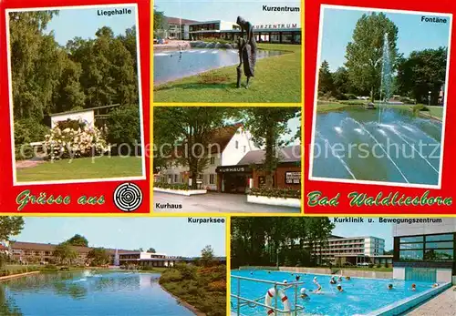 AK / Ansichtskarte Bad Waldliesborn Fontaene Kurzentrum Liegehalle Kurparksee Freibad Kat. Lippstadt