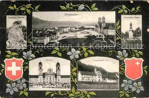 AK / Ansichtskarte Einsiedeln SZ Kloster Sankt Benedictus Statue Frauenkloster Au Kat. Einsiedeln