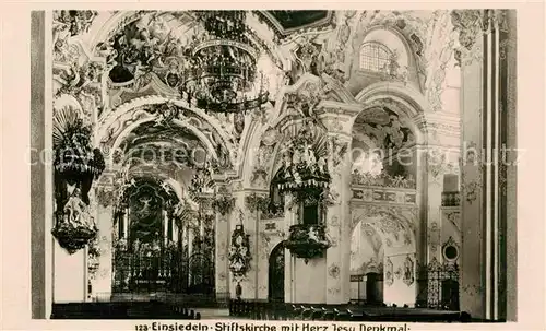 AK / Ansichtskarte Einsiedeln SZ Stiftskirche mit Herz Jesu Denkmal  Kat. Einsiedeln