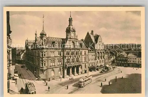 AK / Ansichtskarte Strassenbahn Pforzheim Marktplatz Rathaus Kat. Strassenbahn