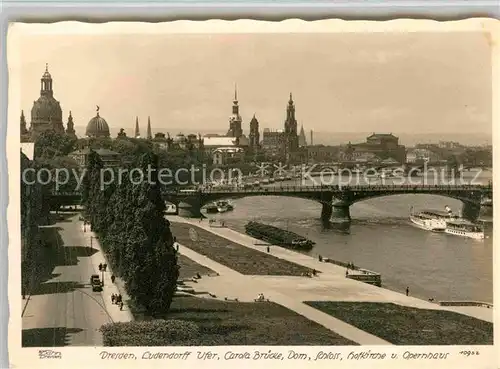 AK / Ansichtskarte Foto Hahn Nr. 10952 Dresden Ludendorff Ufer Carola Bruecke Dom Schloss Hofkirche Kat. Fotografie