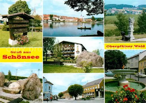 AK / Ansichtskarte Schoensee Denkmal Brunne Seeepartie Ortspartie Kat. Schoensee