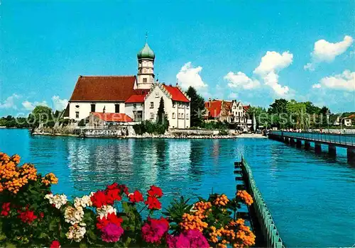 AK / Ansichtskarte Wasserburg Bodensee Partie mit Kirche am See Kat. Wasserburg (Bodensee)