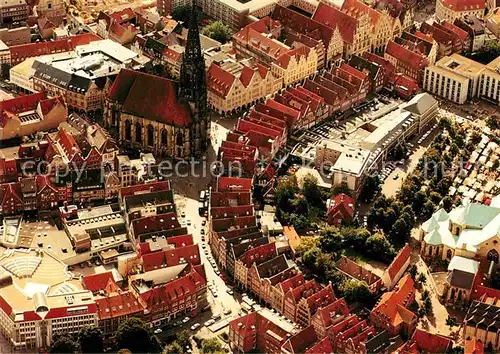 AK / Ansichtskarte Muenster Westfalen Stadtzentrum St Lamberti Kirche Prinzipalmarkt Fliegeraufnahme Kat. Muenster