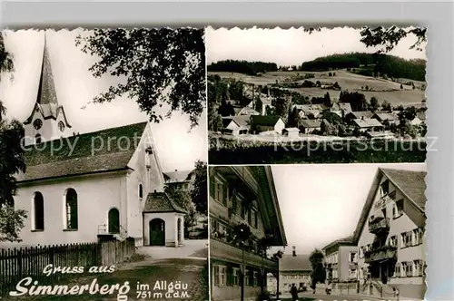 AK / Ansichtskarte Simmerberg Kirche Gesamtansicht Platz Kat. Weiler Simmerberg