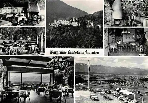 AK / Ansichtskarte Villach Kaernten Burgruine Landskron Restaurant Fernsicht Alpenpanorama Kat. Villach