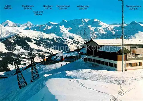 AK / Ansichtskarte Seilbahn Zweisimmen Rinderberg Bergstation Restaurant Kat. Bahnen