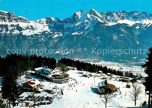 AK / Ansichtskarte Flumserberg Bergheim Fliegeraufnahme Hotel Tannenheim mit Sichelmann und Gamsberg Kat. Flumserberg Bergheim