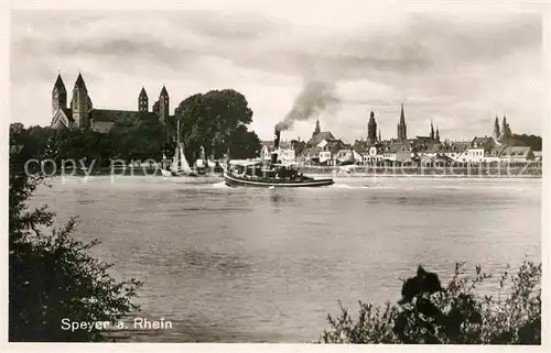 AK / Ansichtskarte Speyer Rhein Dom  Dampfer Rheinpartie Kat. Speyer