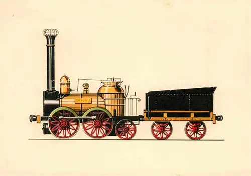 AK / Ansichtskarte Lokomotive Saxonia 1839 Zeichnung Swoboda  Kat. Eisenbahn