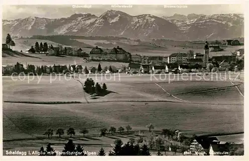 AK / Ansichtskarte Scheidegg Allgaeu mit Vorarlberger Alpen Kat. Scheidegg