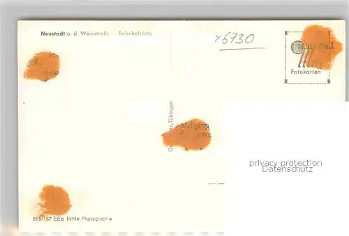 AK / Ansichtskarte Neustadt Weinstrasse Bahnhofplatz Kat. Neustadt an der Weinstr.