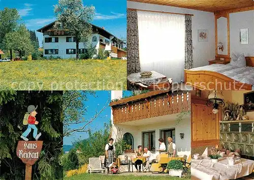 AK / Ansichtskarte Scheidegg Allgaeu Gaestehaus Pension Wegweiser Gartenterrasse Fremdenzimmer Kat. Scheidegg