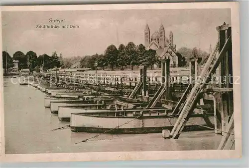 AK / Ansichtskarte Speyer Rhein SDchiffbruecke mit Dom Kat. Speyer