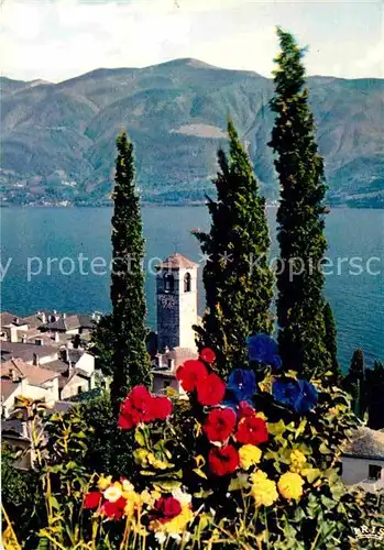 AK / Ansichtskarte Brissago TI Kirchturm ueber Lago Maggiore Kat. Brissago