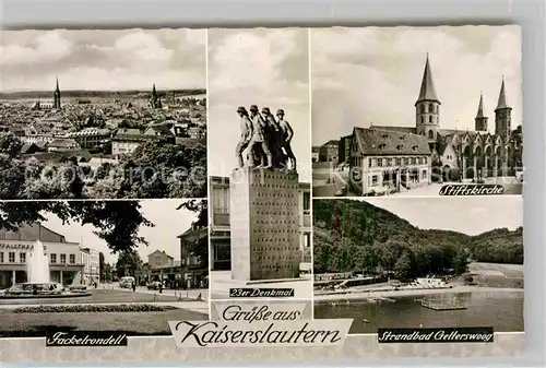 AK / Ansichtskarte Kaiserslautern Stiftskirche Fackelrondell Strandbad Gelterswoog Kat. Kaiserslautern