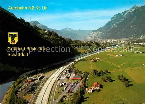 AK / Ansichtskarte Schattdorf Gotthard Raststaette Fliegeraufnahme Kat. Schattdorf