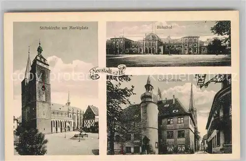 AK / Ansichtskarte Neustadt Haardt Marktplatz Stiftskirche Bahnhof Casimiranium Kat. Neustadt an der Weinstr.