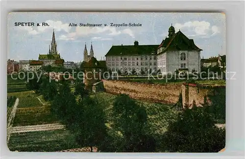 AK / Ansichtskarte Speyer Rhein Alte Stadtmauer und Zeppelin Schule Kat. Speyer