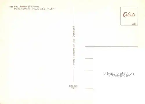 AK / Ansichtskarte Bad Sachsa Harz Muetterkurheim Haus Westfalen  Kat. Bad Sachsa