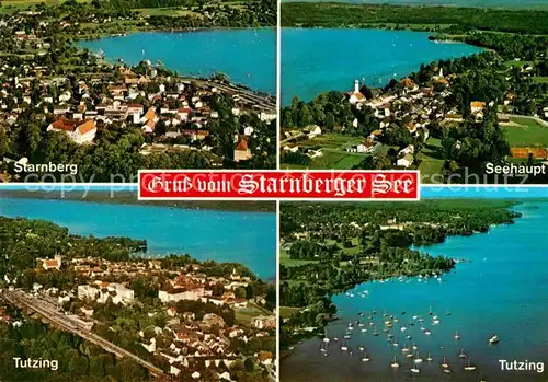 AK / Ansichtskarte Starnbergersee Starnberg Seehaupt Tutzing Fliegeraufnahmen Kat. Starnberg