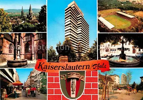 AK / Ansichtskarte Kaiserslautern Panorama Hochhaus Stadion Brunnen Fussgaengerzone Kat. Kaiserslautern