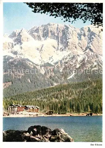 AK / Ansichtskarte Eibsee Hotel Restaurant am See mit Zugspitzmassiv Kat. Grainau