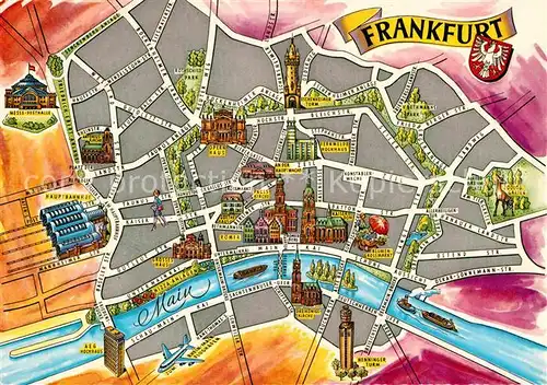 AK / Ansichtskarte Frankfurt Main Lageplan Kat. Frankfurt am Main