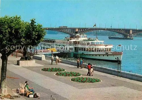 AK / Ansichtskarte Mainz Rhein Rheinpartie mit Theodor Heuss Bruecke