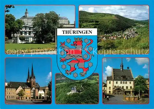 AK / Ansichtskarte Thueringen Region Rudolstadt Schloss Heidecksburg Sitzendorf Saalfeld Bad Blankenburg Burg Greifenstein Poessnecker Rathaus Wappen Kat. Erfurt